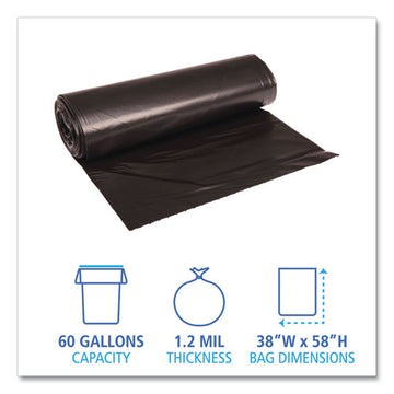 Boardwalk® Low Density Repro Can Liners, 60 Gal, 1.2 Mil, 38" X 58", Black, 10 Bags-roll, 10 Rolls-carton freeshipping - TVN Wholesale